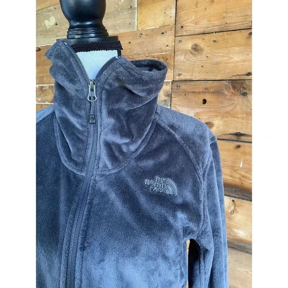 The North Face Fleece Jacket Women’s M Charcoal Hi Collar Full Zip Pockets - Picture 2 of 10